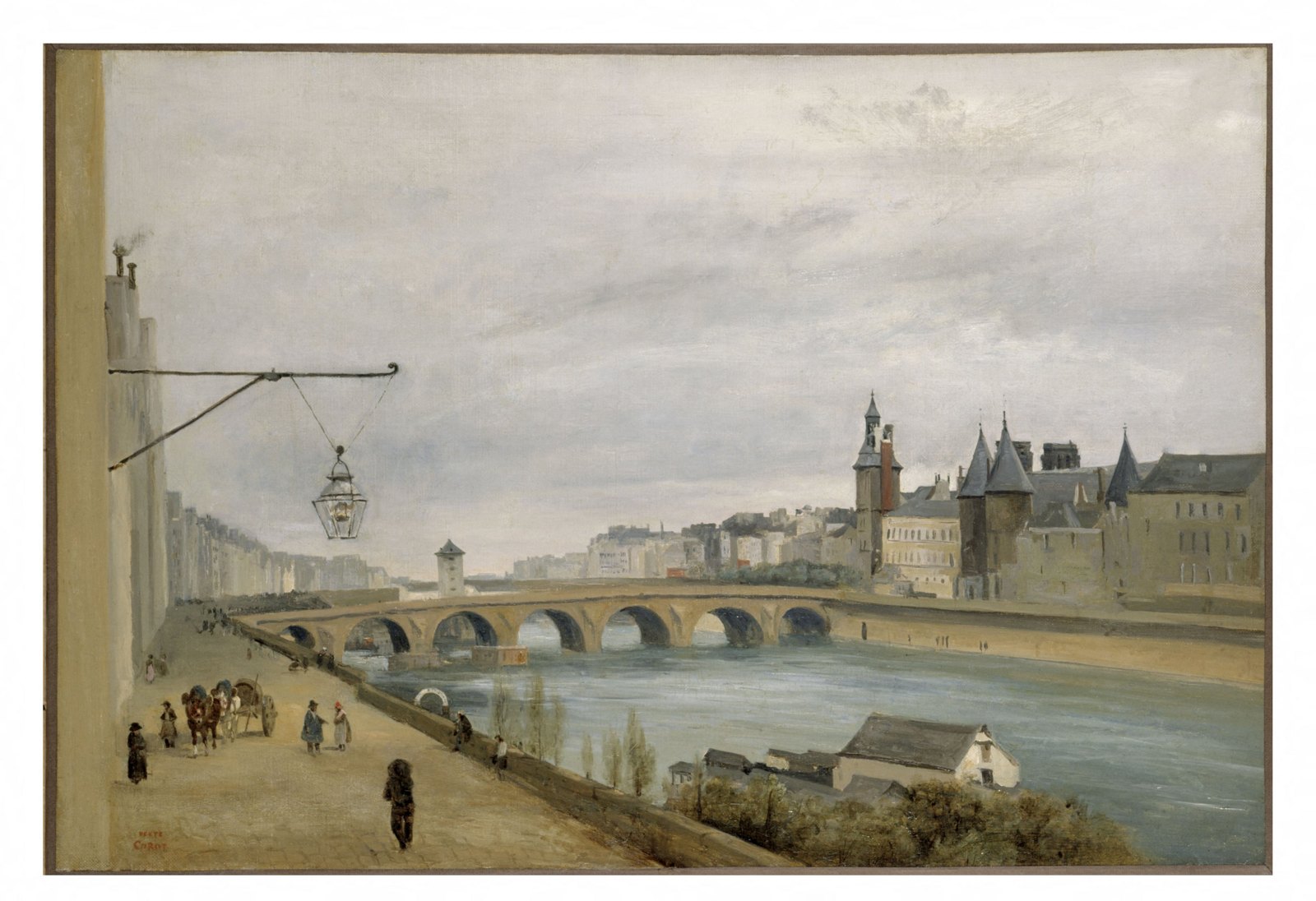 La Conciergerie et le pont au Change vus depuis le quai de Gesvres, peinture de Camille Corot vers 1830