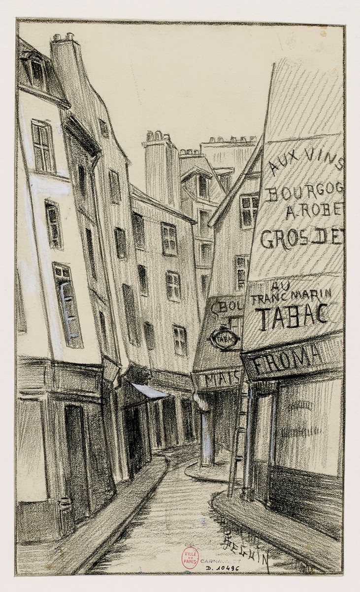 Dessin ancien de la rue Pirouette aujourd’hui disparue